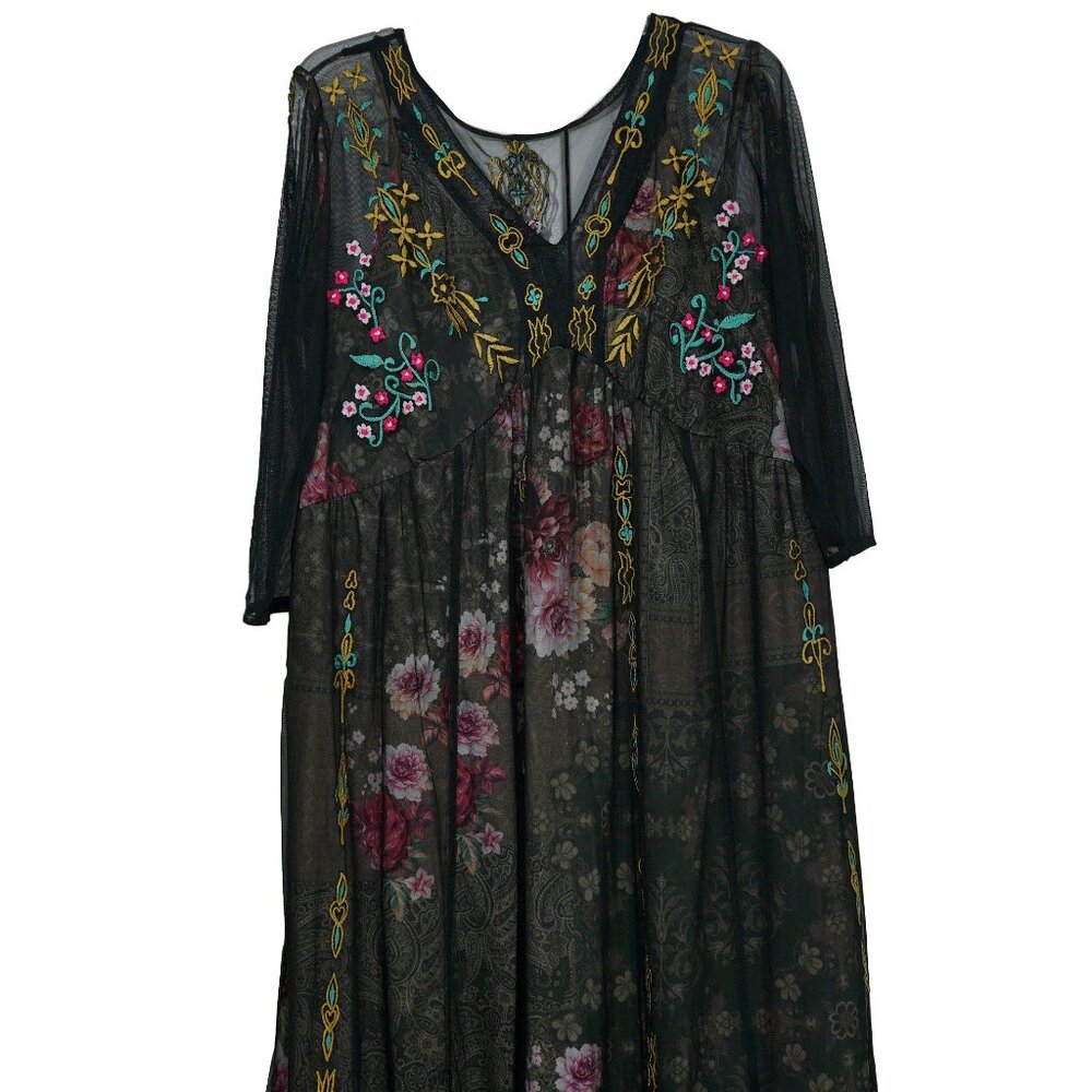 eshakti Black Floral Sheer V-Neck Maxi Dress - Picture 3 of 15